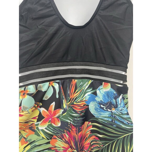 Women's Unbranded Black Floral One Piece Padded Swimsuit Size M B17 - Picture 3 of 5